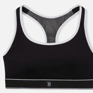 NWT Victoria's Secret Black Racerback Sports Bra with White Trim